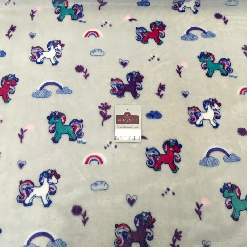 Grey Unicorn Majestic Mythical Cuddle Fleece Fabric 150 cm MH1373 Mtex