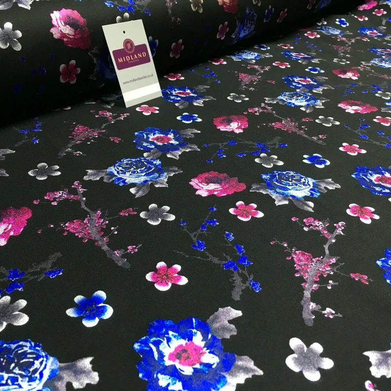 Foil Floral Printed Scuba Fabric 150cm MH1338