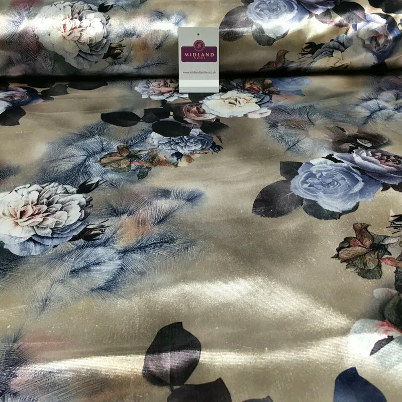 Floral Digital Printed Velvet Velour Dress Fabric 150cm MA1334