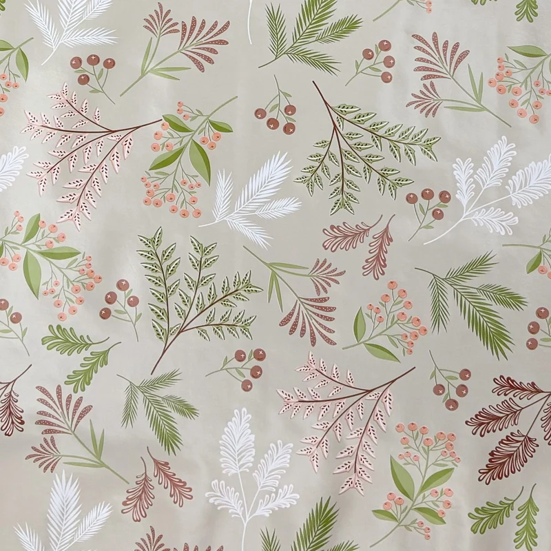 Wachstuch Tischdecke 160 cm Breite Übergröße B4066-01 beige Weihnachten Zweige Advent eckig rund oval