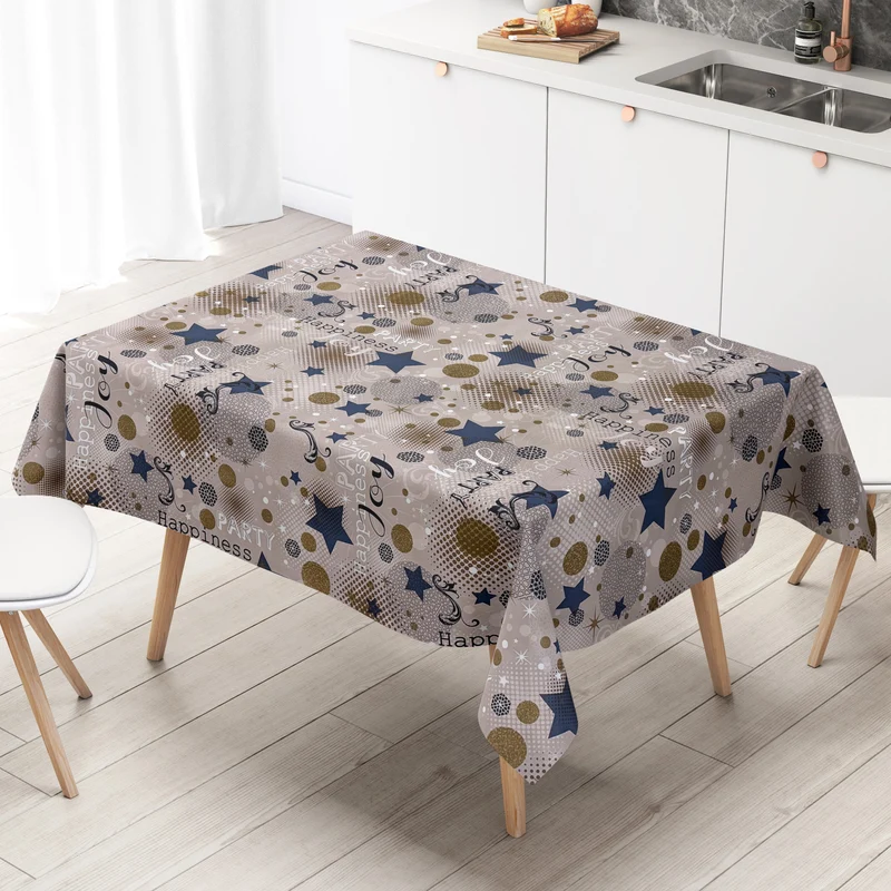 Wachstuch Tischdecke P1094-4 taupe Silvester Party Neujahr Karneval Fasching eckig rund oval