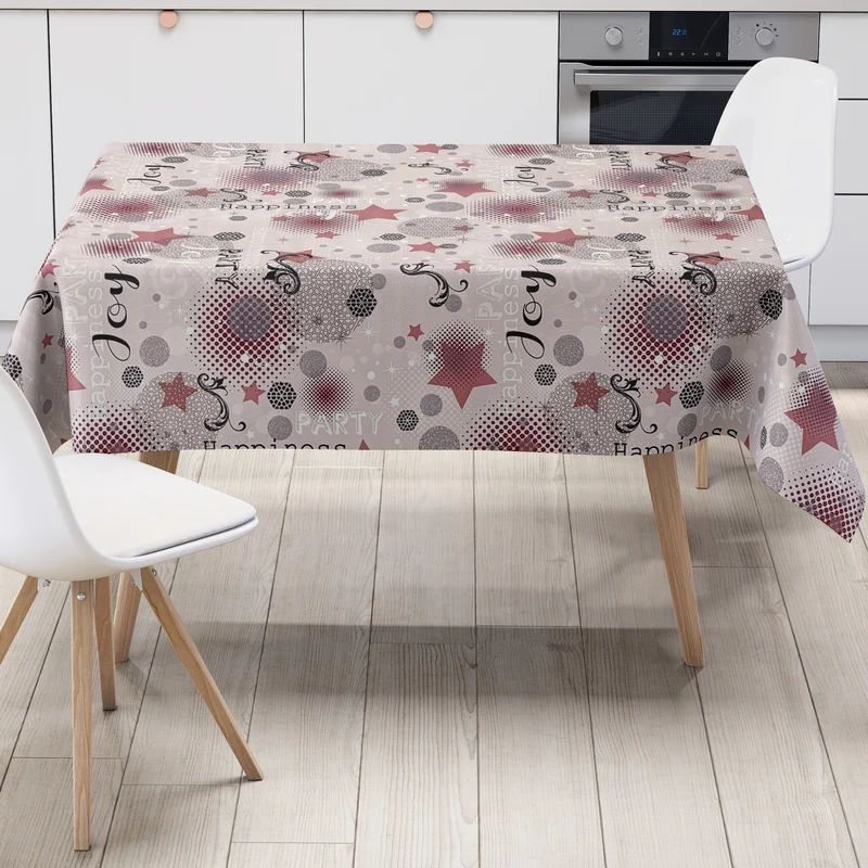 Wachstuch Tischdecke P1094-2 rosa Silvester Party Neujahr Karneval Fasching eckig rund oval