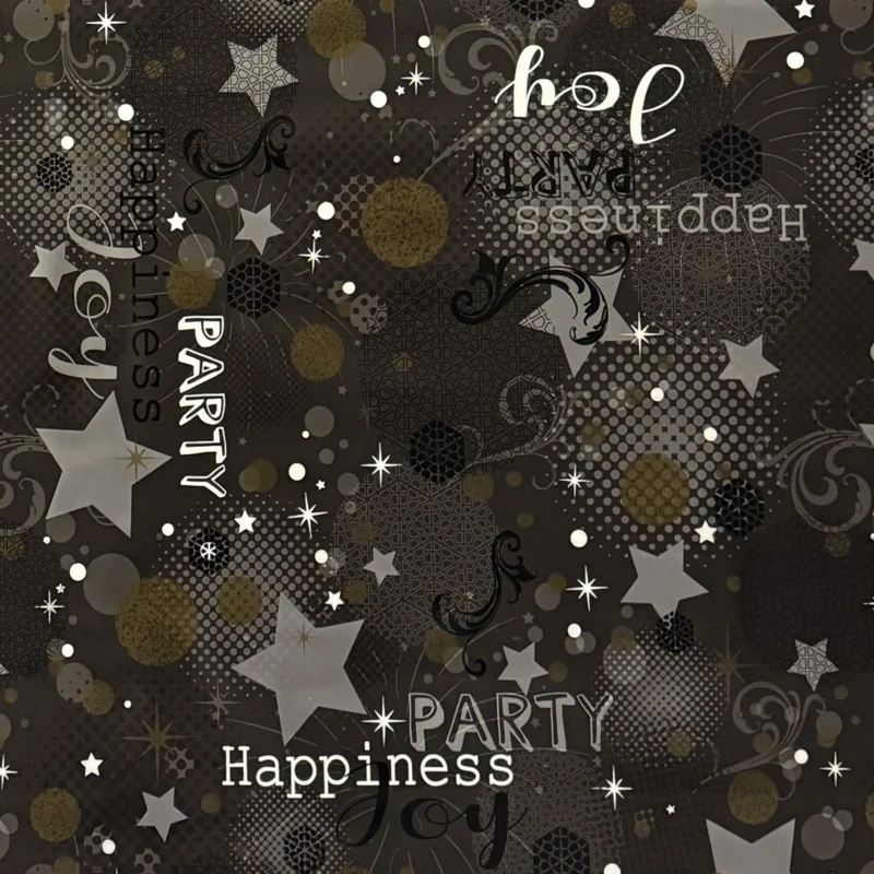 Wachstuch Tischdecke P1094-1 anthrazit Silvester Party Neujahr Karneval Fasching eckig rund oval
