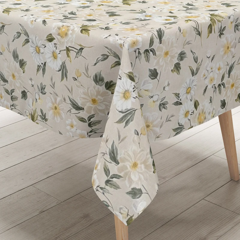 Wachstuch Tischdecke 01670-03 Blumen floral cremefarben eckig rund oval