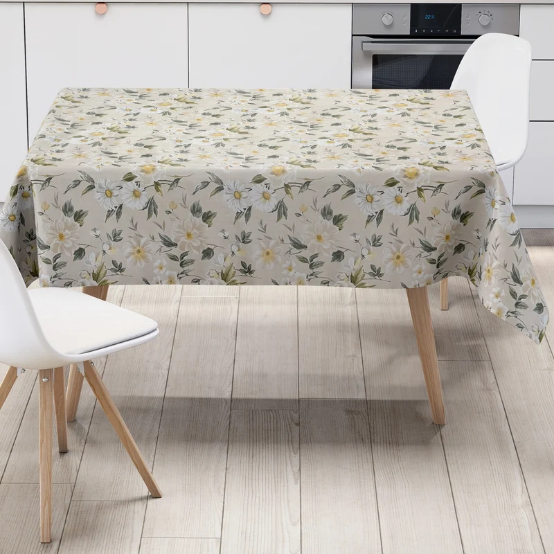 Wachstuch Tischdecke 01670-03 Blumen floral cremefarben eckig rund oval