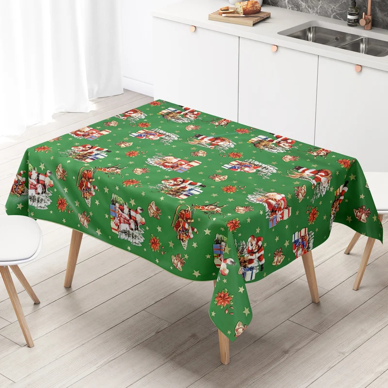 Wachstuch Tischdecke 137B grün Weihnachten Sterne Weihnachtsmann eckig rund oval