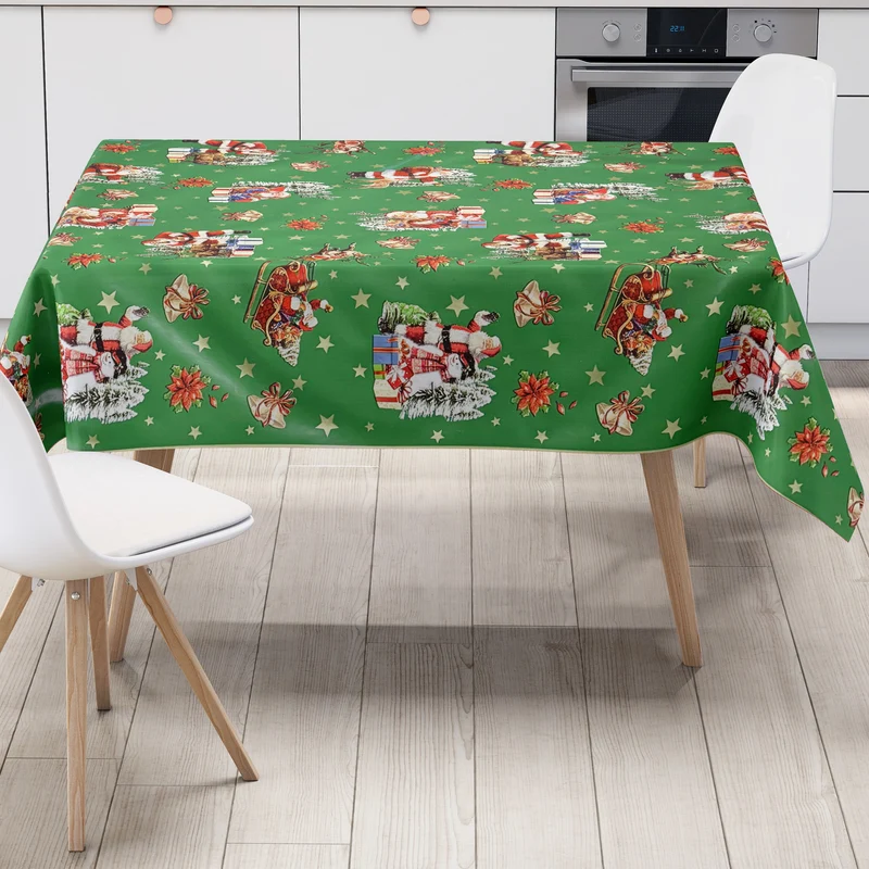 Wachstuch Tischdecke 137B grün Weihnachten Sterne Weihnachtsmann eckig rund oval
