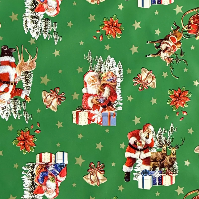 Wachstuch Tischdecke 137B grün Weihnachten Sterne Weihnachtsmann eckig rund oval