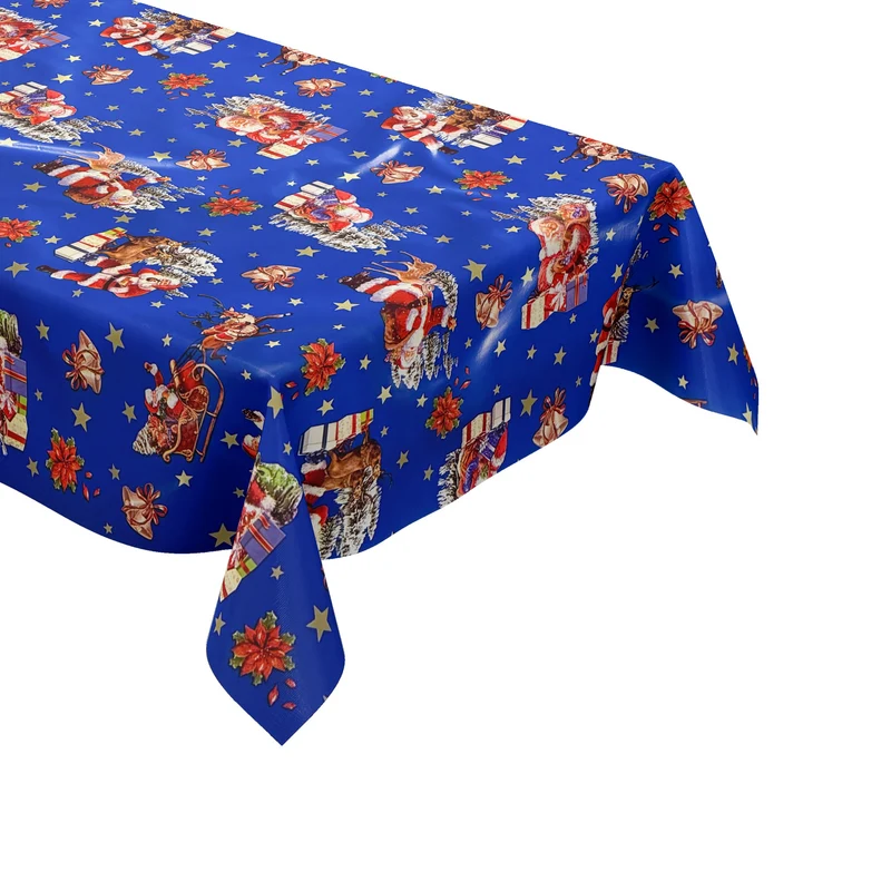 Wachstuch Tischdecke 137D blau Weihnachten Sterne Weihnachtsmann eckig rund oval