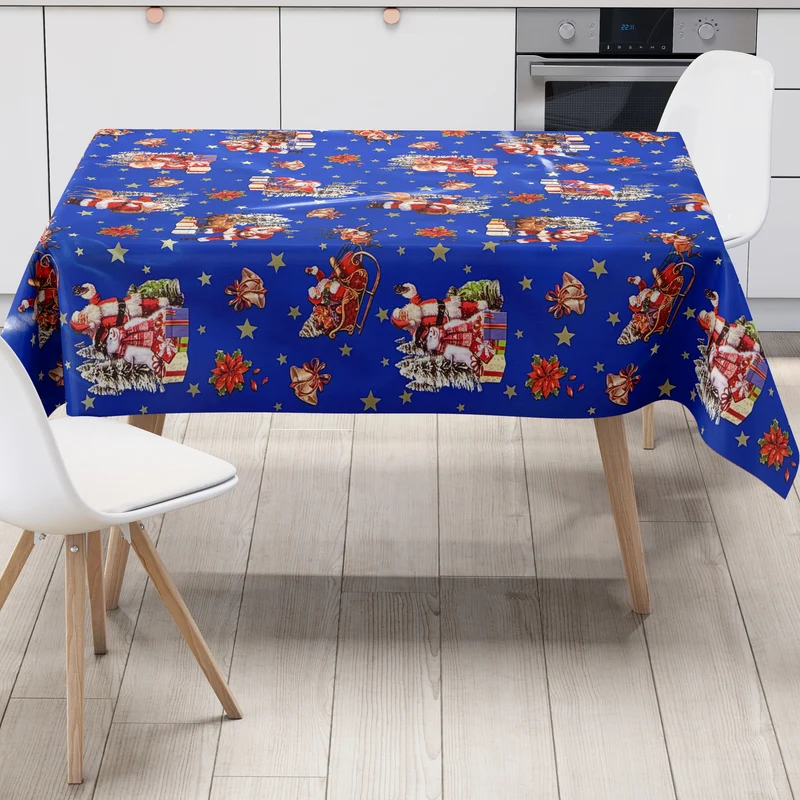 Wachstuch Tischdecke 137D blau Weihnachten Sterne Weihnachtsmann eckig rund oval