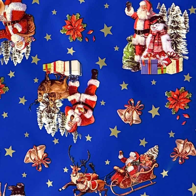 Wachstuch Tischdecke 137D blau Weihnachten Sterne Weihnachtsmann eckig rund oval