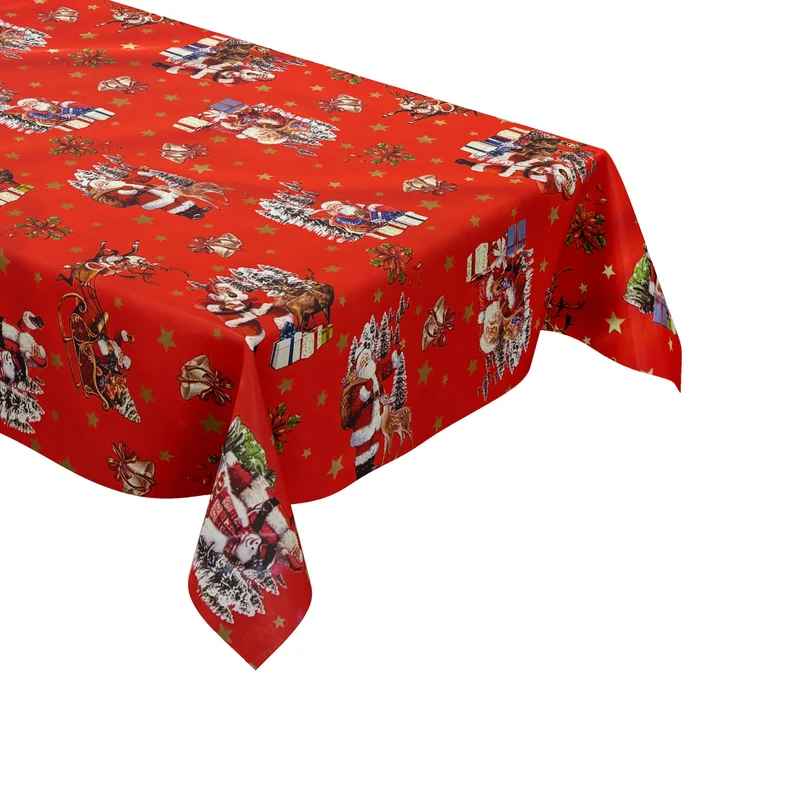 Wachstuch Tischdecke 137A rot Weihnachten Sterne Weihnachtsmann eckig rund oval