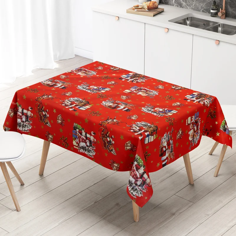 Wachstuch Tischdecke 137A rot Weihnachten Sterne Weihnachtsmann eckig rund oval