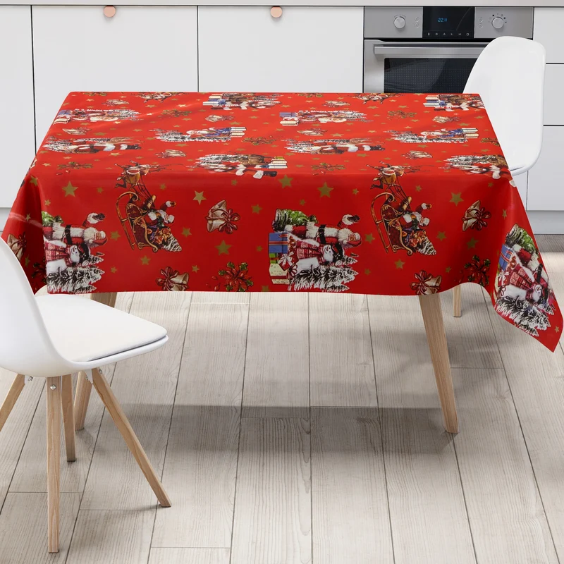 Wachstuch Tischdecke 137A rot Weihnachten Sterne Weihnachtsmann eckig rund oval