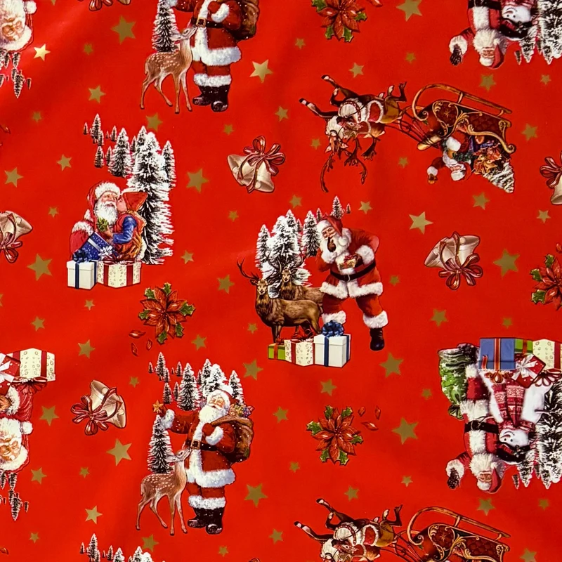 Wachstuch Tischdecke 137A rot Weihnachten Sterne Weihnachtsmann eckig rund oval