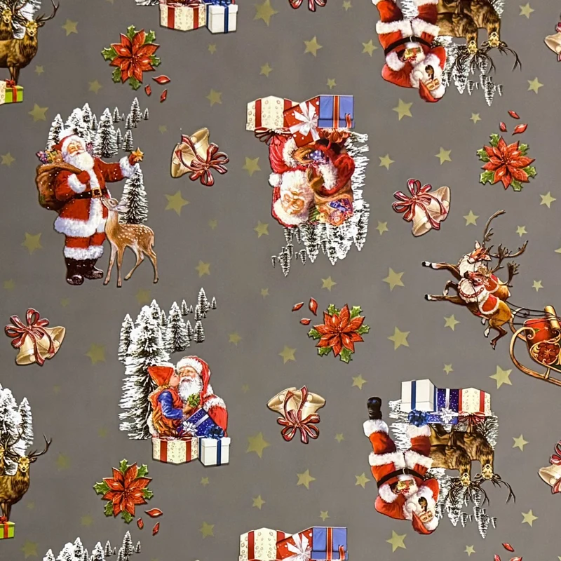 Wachstuch Tischdecke 137E grau Weihnachten Sterne Weihnachtsmann eckig rund oval