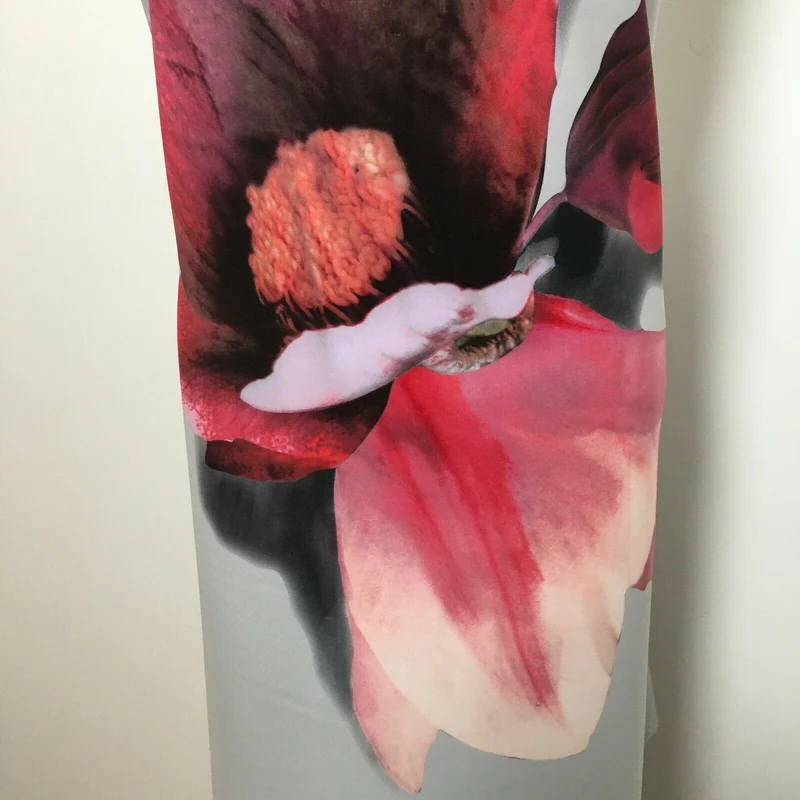 Grey Large Floral Scuba Fabric MR1436