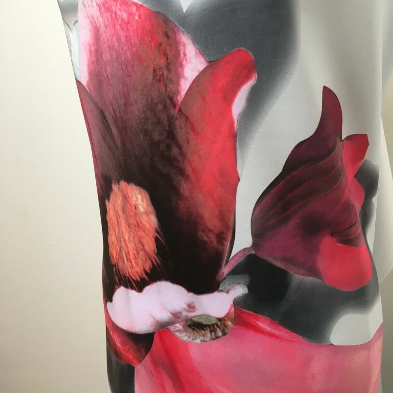 Grey Large Floral Scuba Fabric MR1436