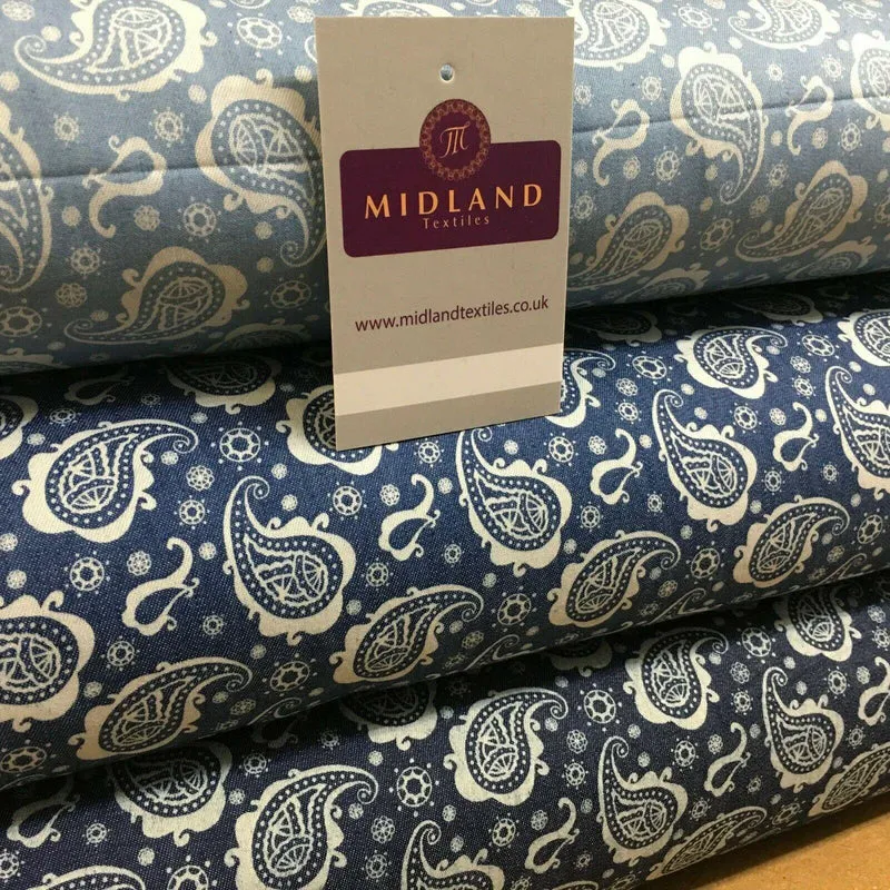 Paisley Printed Chambray Dress Fabric 150cm MK1230 Mtex