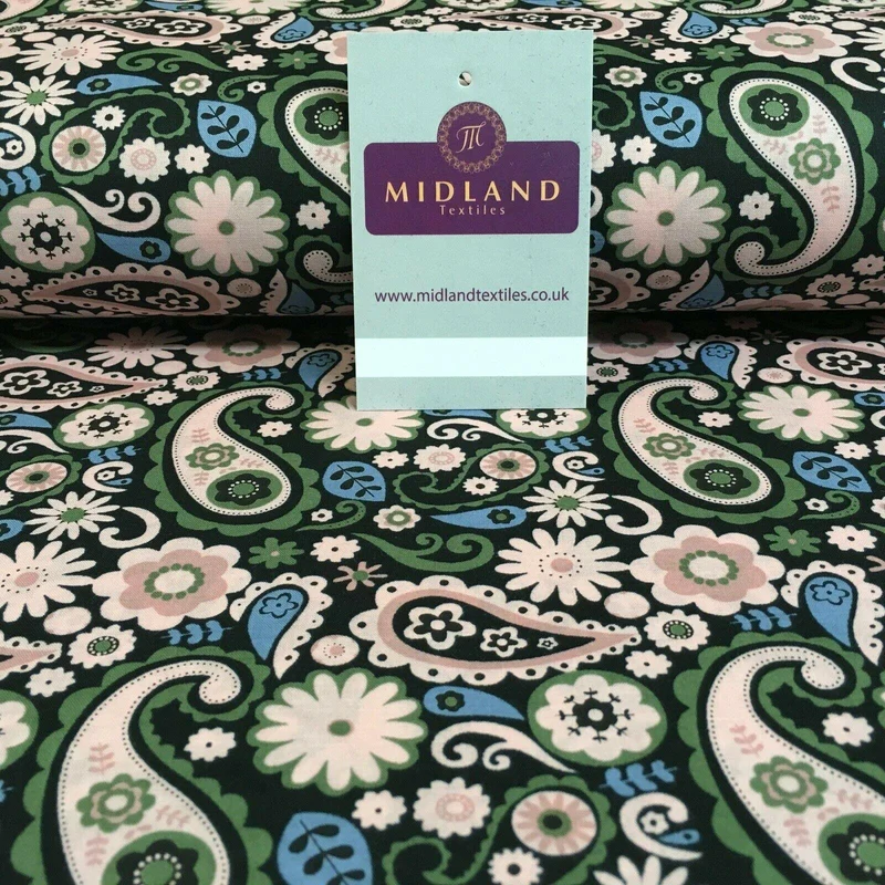 Paisley Floral Printed Cotton Lawn Dress Fabric 110cm MK1232 Mtex