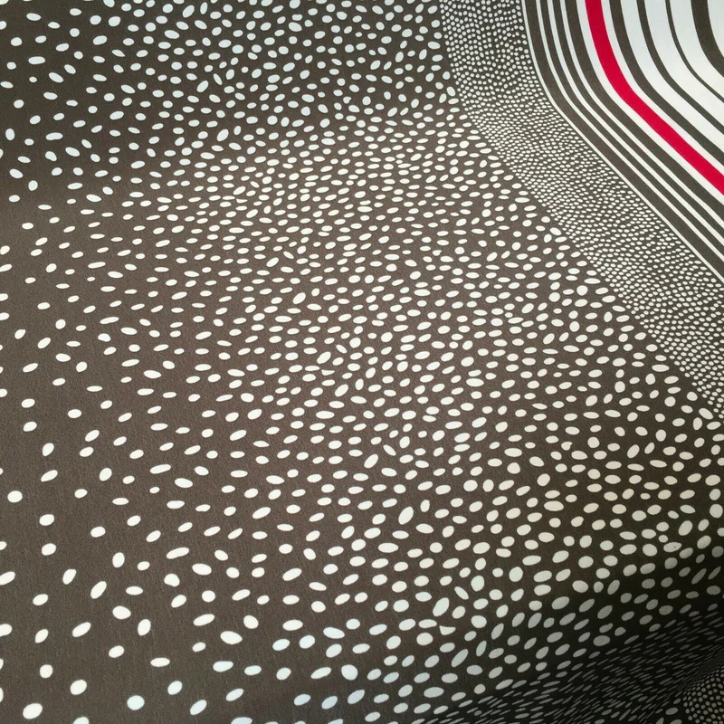 Brown Double border stripped crepe de chine Dress Fabric 147 cm M145-77 Mtex