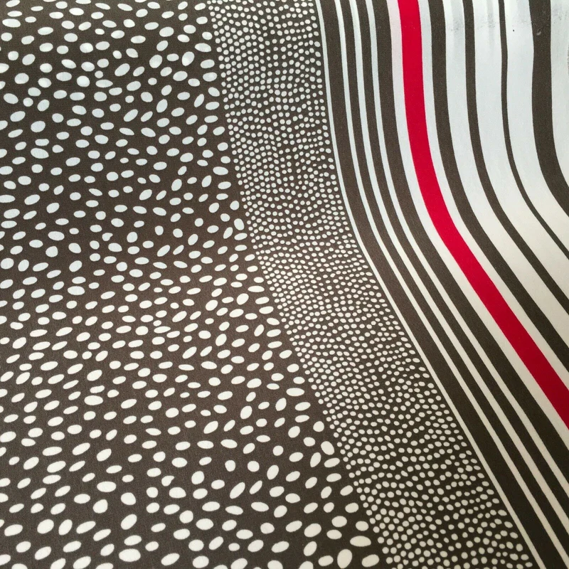 Brown Double border stripped crepe de chine Dress Fabric 147 cm M145-77 Mtex