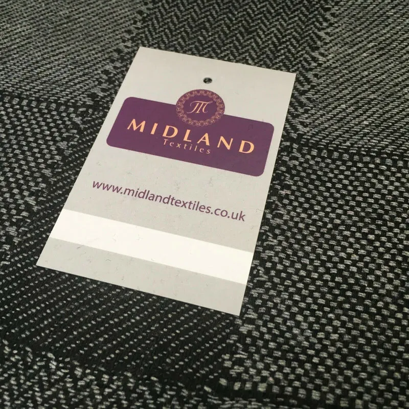 Grey & Black Check wool blend Melton Coating Poly Boucle Fabric 147 cm MK1194-4