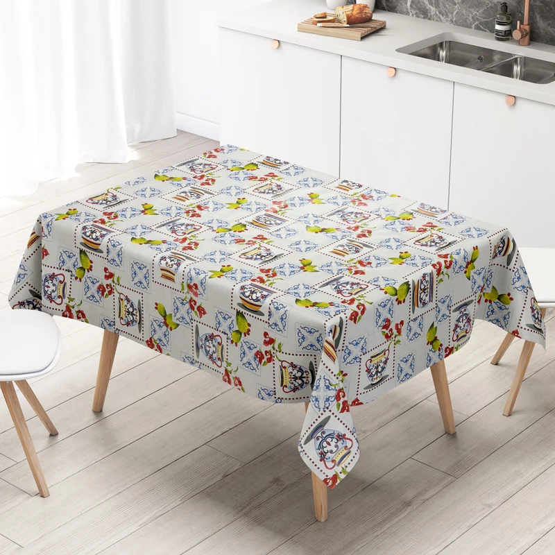 Wachstuch Tischdecke P1154-1 Mosaik Fliesen Porzellankrug eckig rund oval