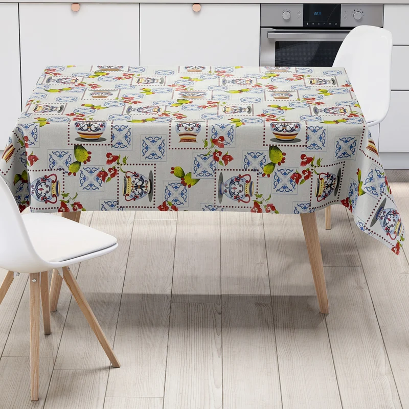 Wachstuch Tischdecke P1154-1 Mosaik Fliesen Porzellankrug eckig rund oval