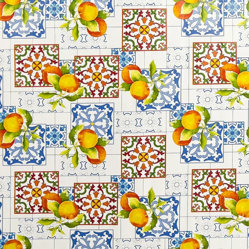 Wachstuch Tischdecke P1166-1 Mosaik Fliesen Orangen eckig rund oval