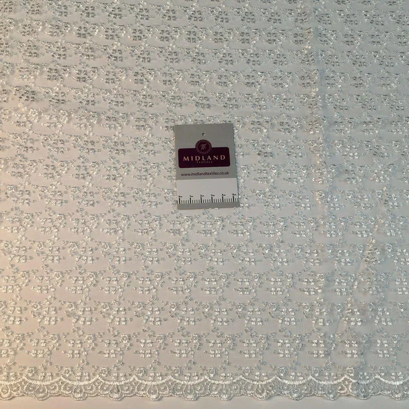 Embroidered Floral Tulle Net wedding dress Fabric 105 cm MK1366 Mtex