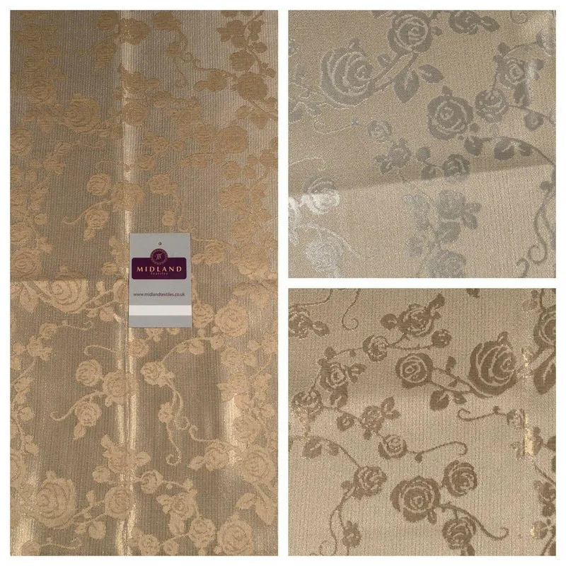 Bridal Brocade Floral Metallic Wedding Fabric 140 cm MK1365 Mtex