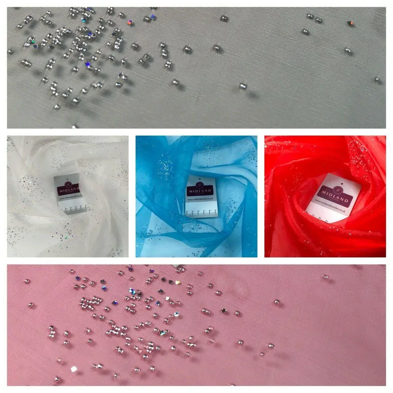 Beaded Cluster hologram Organza Dress Decor Fabric 150 cm MK1372 Mtex