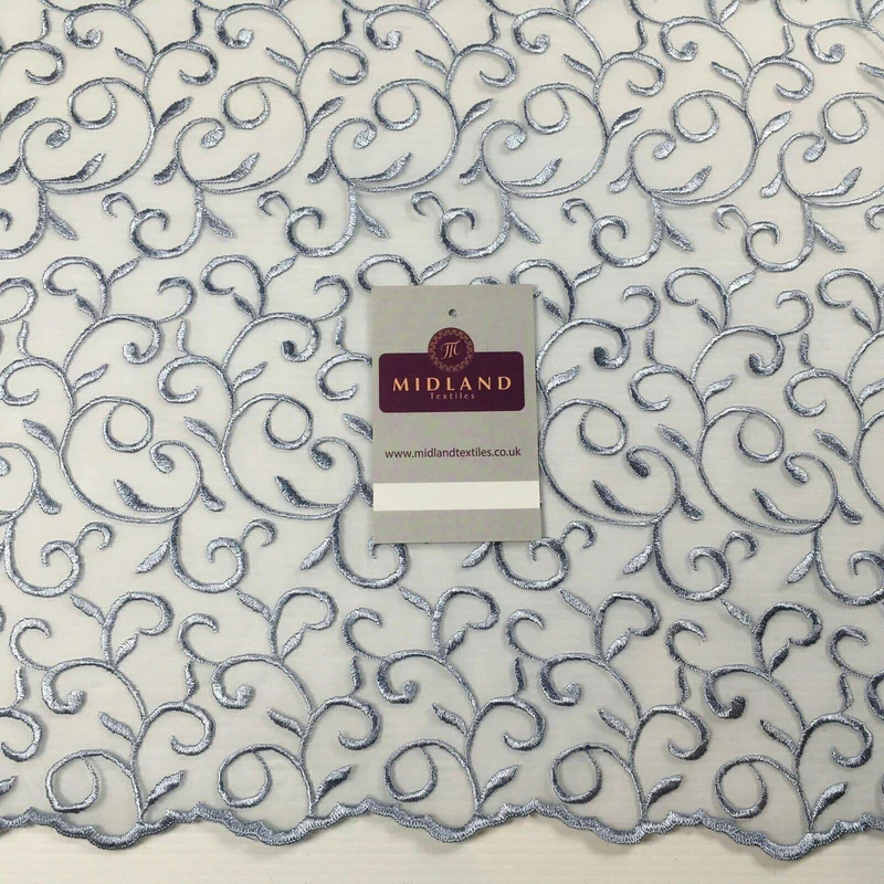 Embroidered Floral Viscose Organza Dress & Curtain Fabric 150cm MK1359