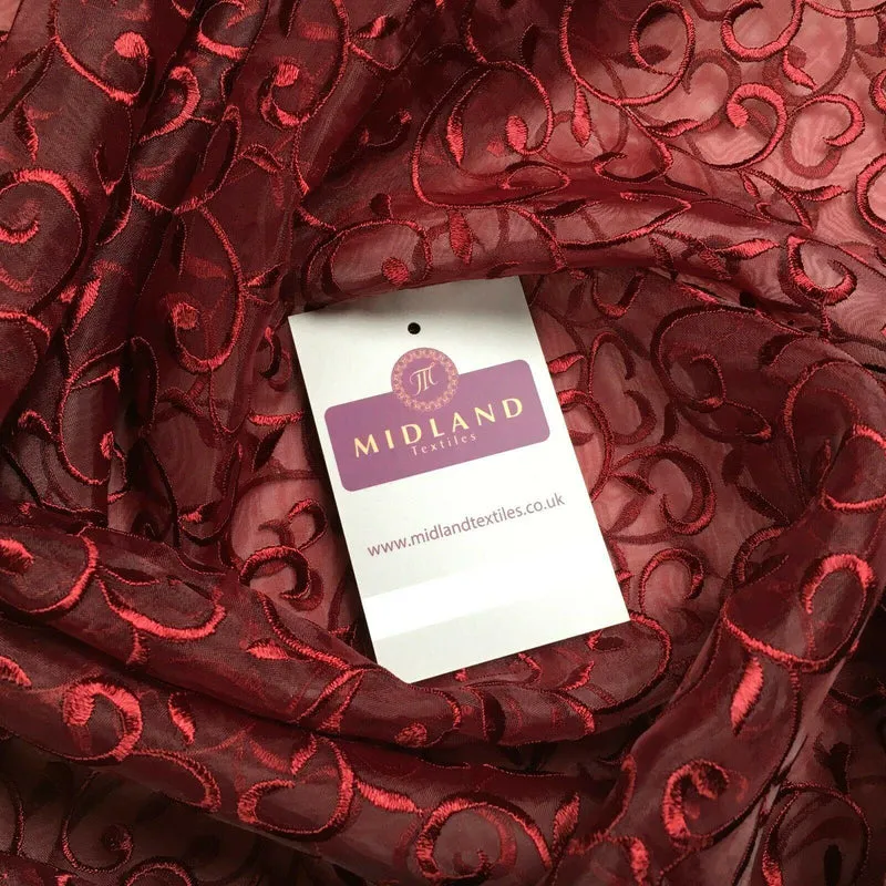 Embroidered Floral Viscose Organza Dress & Curtain Fabric 150cm MK1359