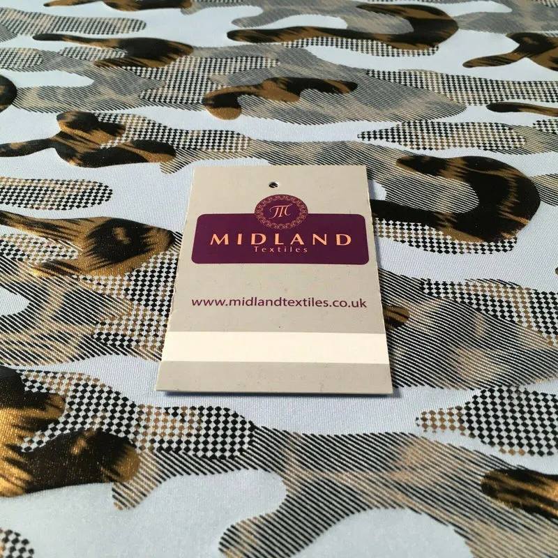Powder Blue Animal Print Spandex Jersey Foil Stretch Dress Fabric 150cm MU1311