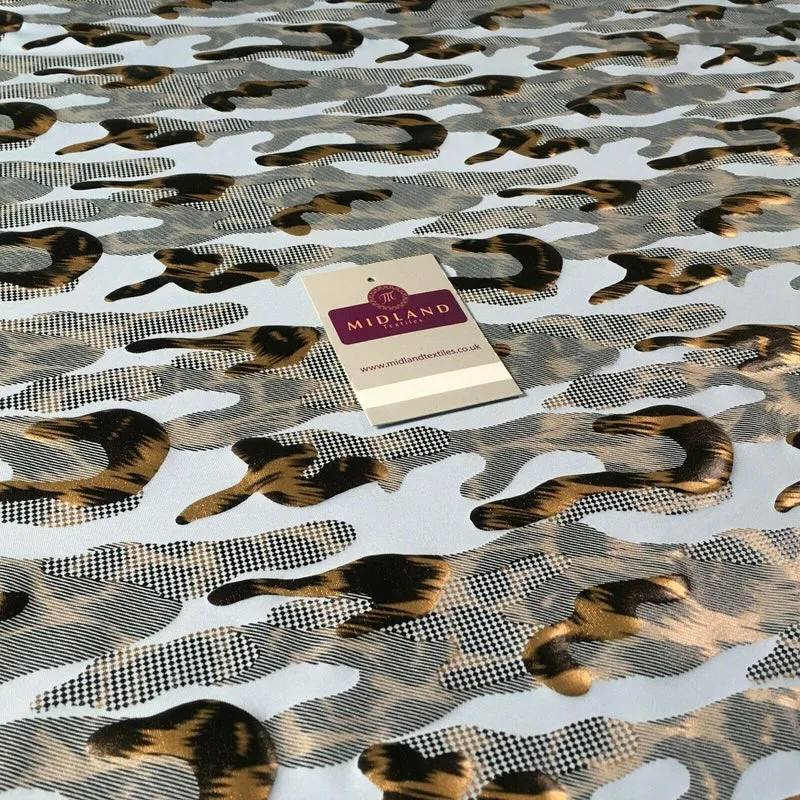Powder Blue Animal Print Spandex Jersey Foil Stretch Dress Fabric 150cm MU1311