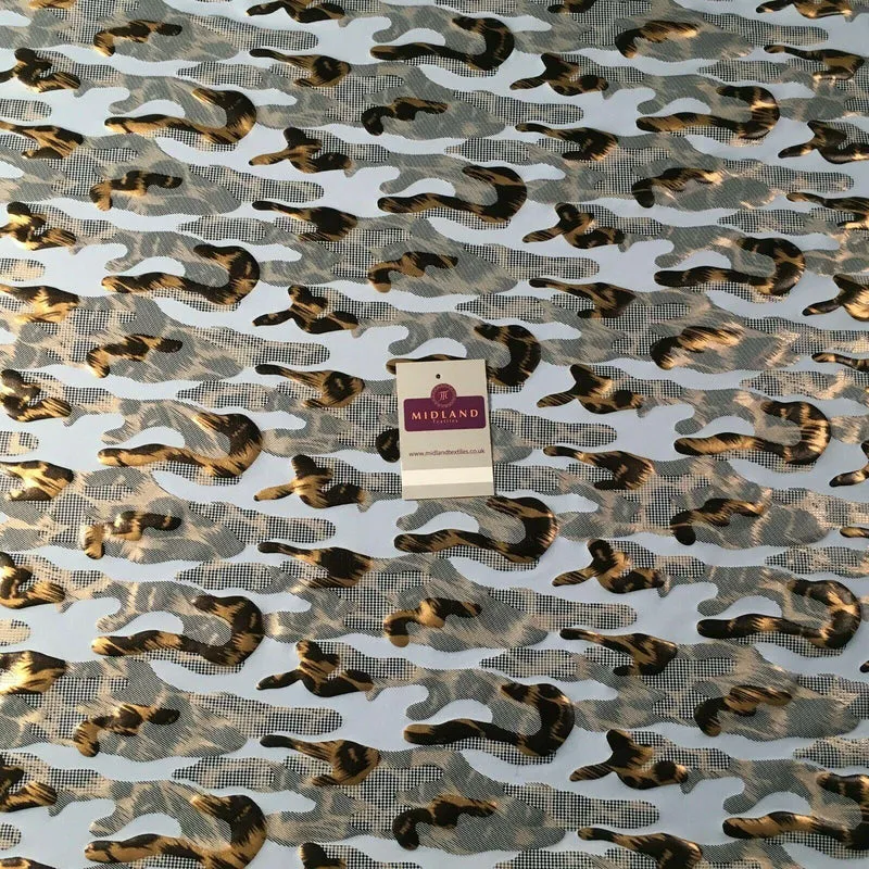 Powder Blue Animal Print Spandex Jersey Foil Stretch Dress Fabric 150cm MU1311