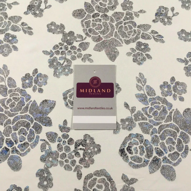 Floral Rose Spandex Jersey Foil Stretch Dress Fabric 150cm MU1313