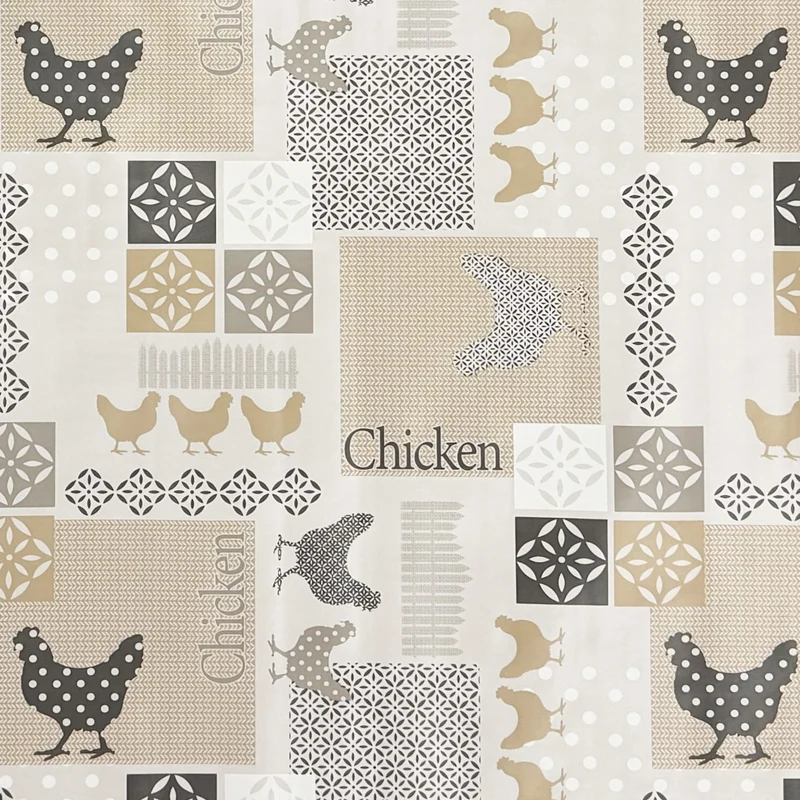 Wachstuch Tischdecke EB40 beige Hühner Huhn Chicken Punkte eckig rund oval