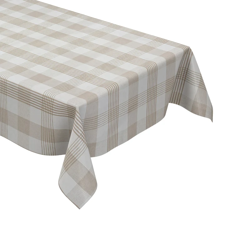 Wachstuch Tischdecke 01109-01 beige kariert Karo Landhaus eckig rund oval