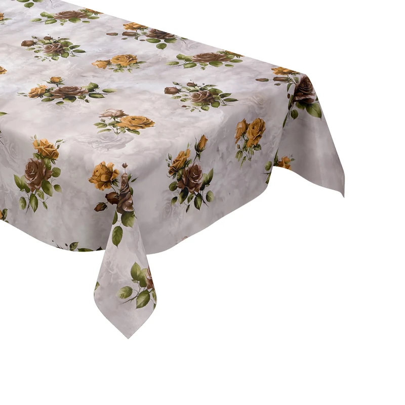 Wachstuch Tischdecke 01748-03 Rosen Blumen Blüten auf grau eckig rund oval