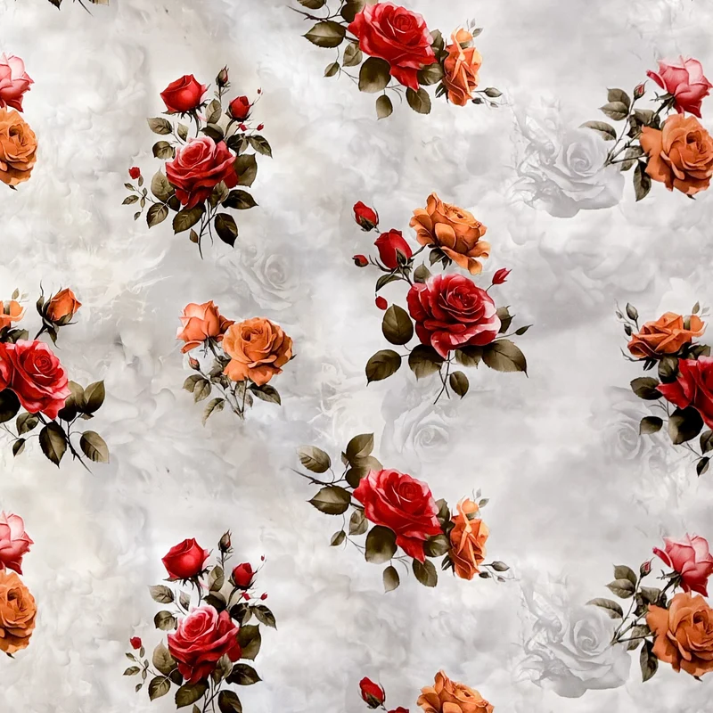 Wachstuch Tischdecke 01748-01 rote Rosen auf grau eckig rund oval