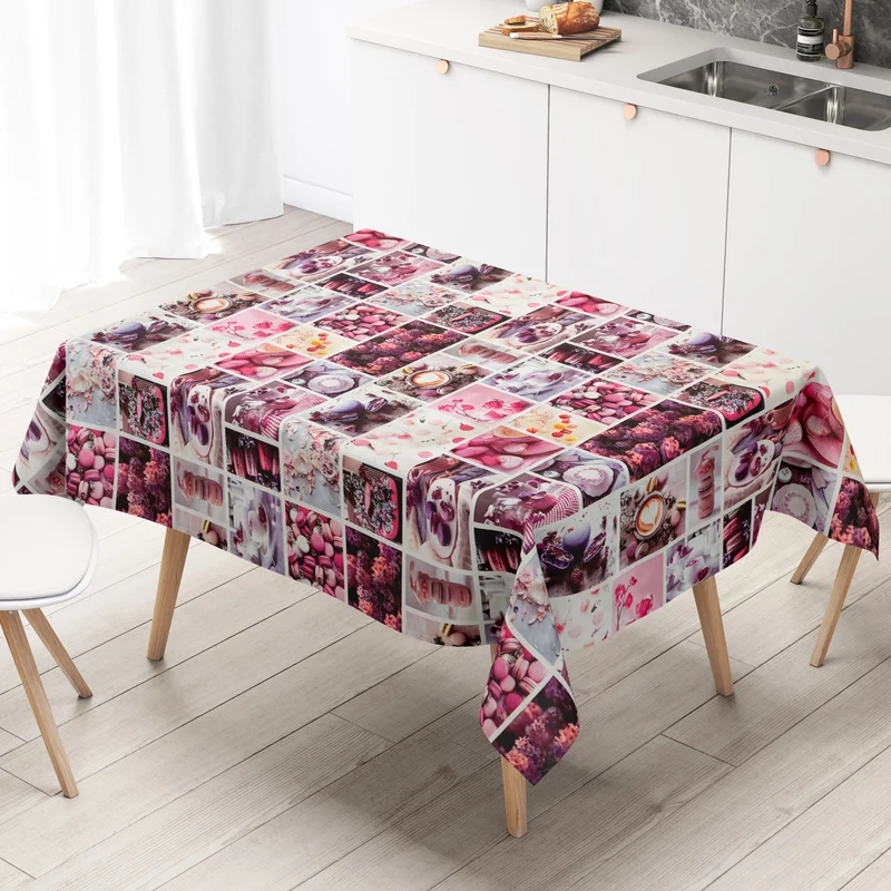 Wachstuch Tischdecke 06308-00 Macarons Kaffeemotiv eckig rund oval