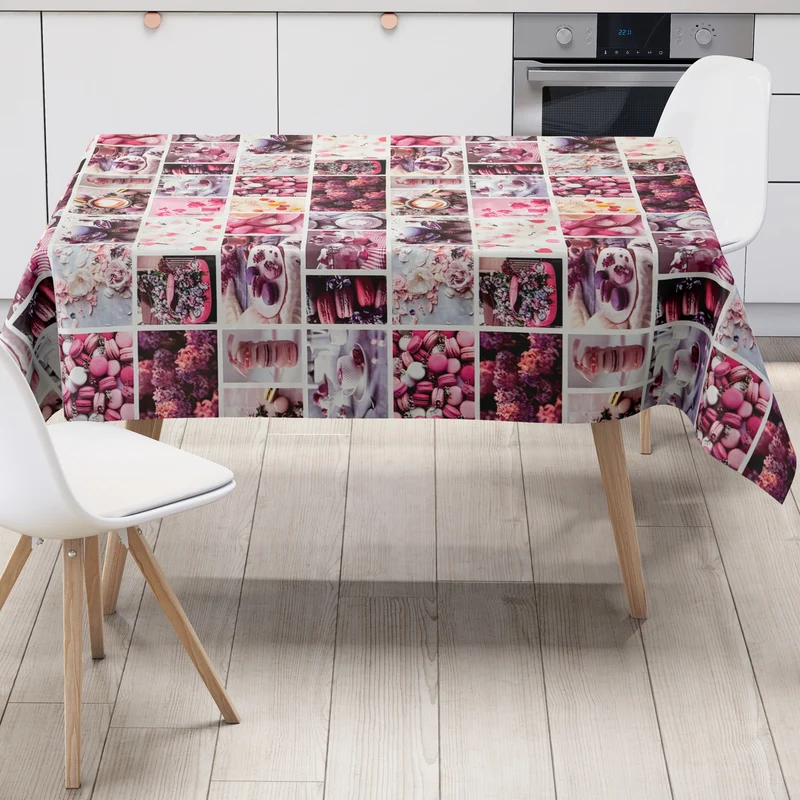 Wachstuch Tischdecke 06308-00 Macarons Kaffeemotiv eckig rund oval