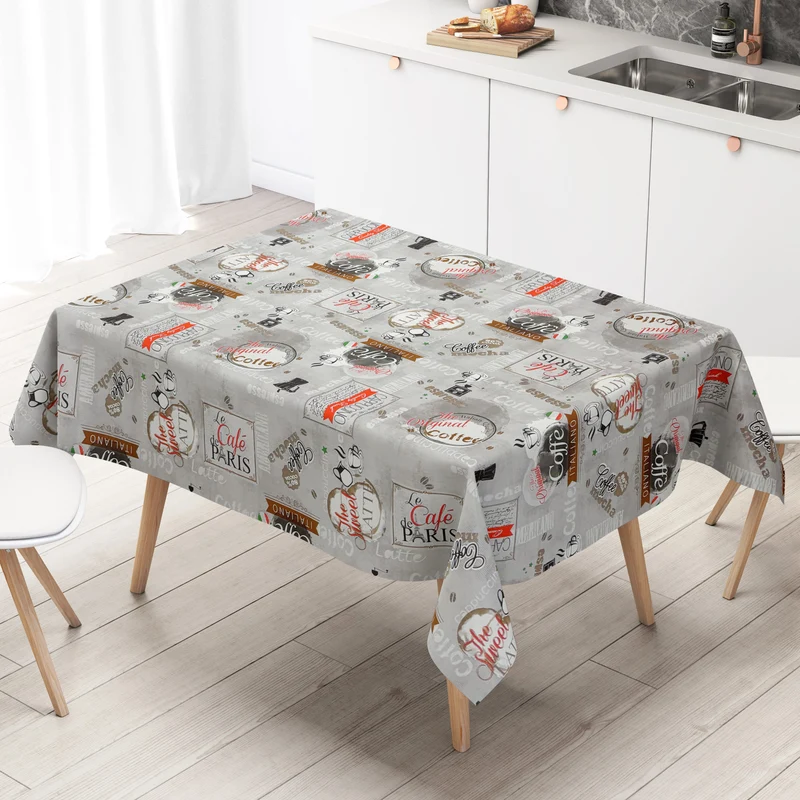 Wachstuch Tischdecke K99B grau Kaffeemotiv Kaffee Espresso eckig rund oval