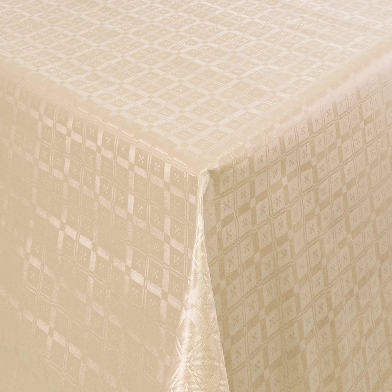 Wachstuch Tischdecke Damast geprägt 03011-08 beige Karo kariert eckig rund oval