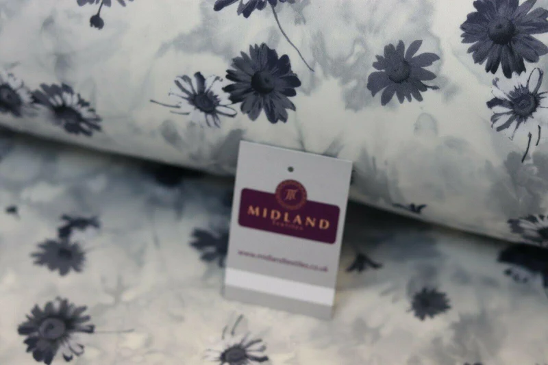 Grey Floral Printed Scuba Fabric 150 cm MK1213-3 Mtex