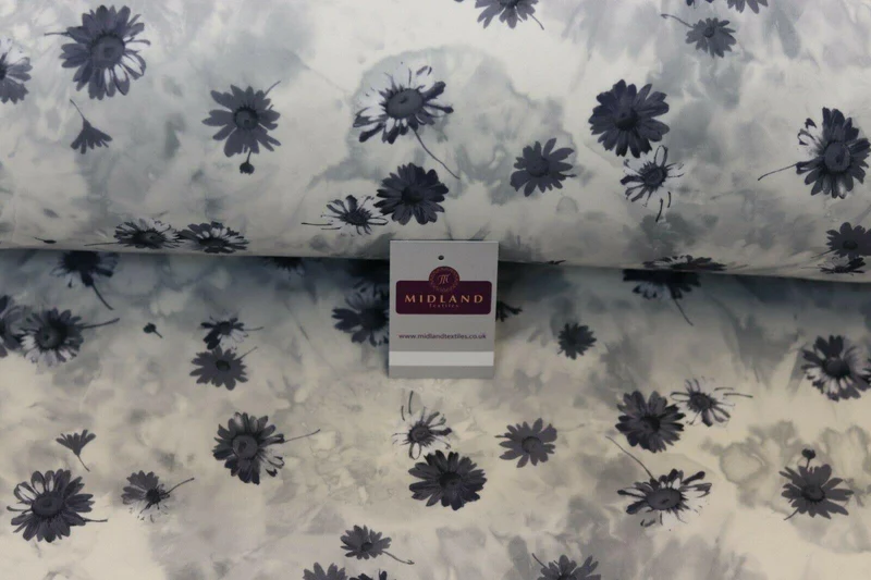 Grey Floral Printed Scuba Fabric 150 cm MK1213-3 Mtex