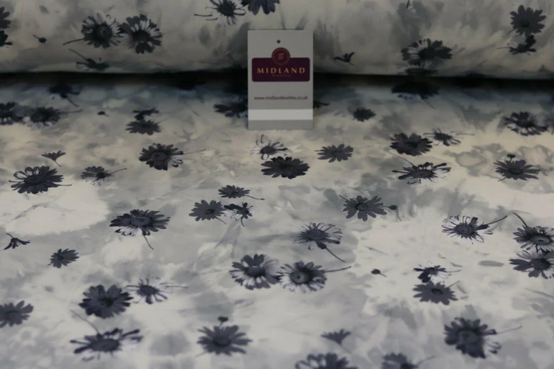 Grey Floral Printed Scuba Fabric 150 cm MK1213-3 Mtex